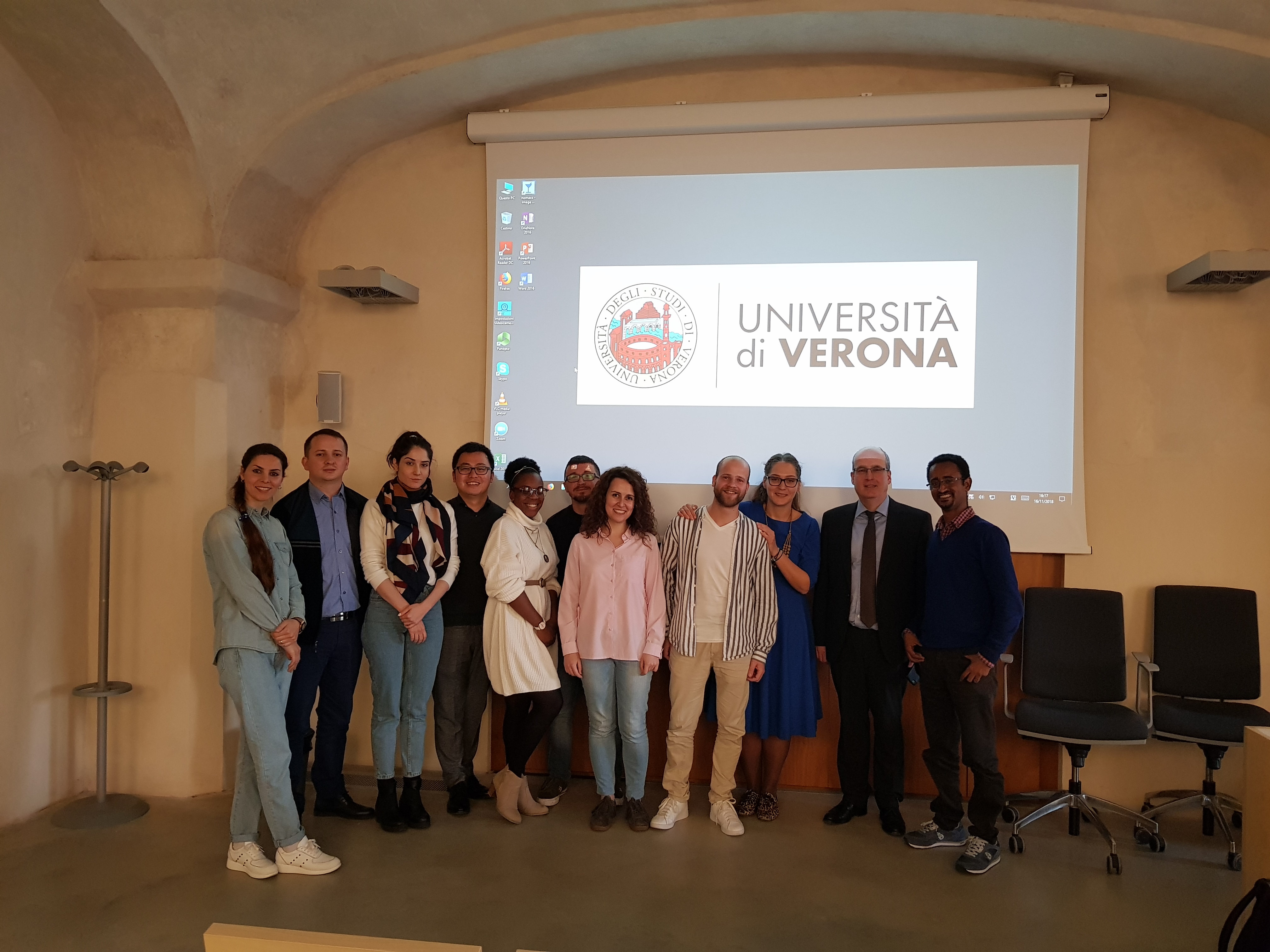 Klaus Haupt (REA - European Commission) and the INVITE PhD students (Verona, 16/11/2018)