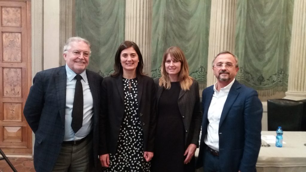 From left to right: Gilberto Antonelli, Chiara Biglia, Claudia Barale  and MArio Pezzotti (Second INVITE annual workshop, Verona 4/12/2019)