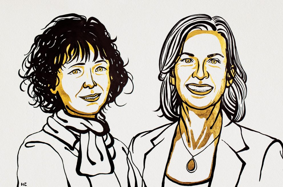 Emmanuelle Charpentier and Jennifer A. Doudna, (© Nobel Media. Ill. Niklas Elmehed.)